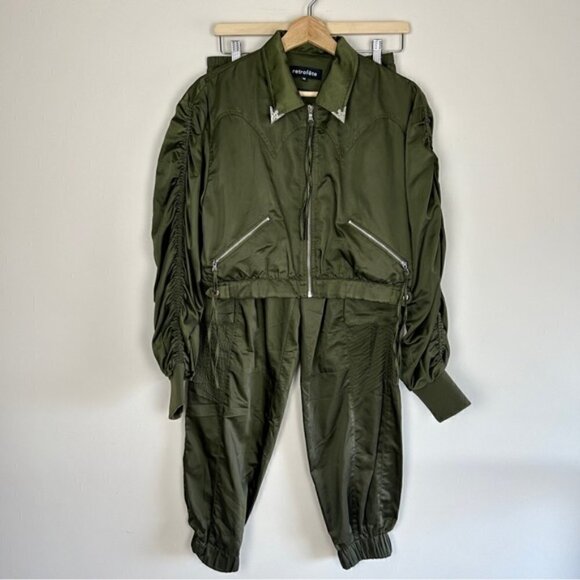 RETROFÊTE Mia bomber jacket & Kira jogger satin set Army Green - Picture 16 of 16